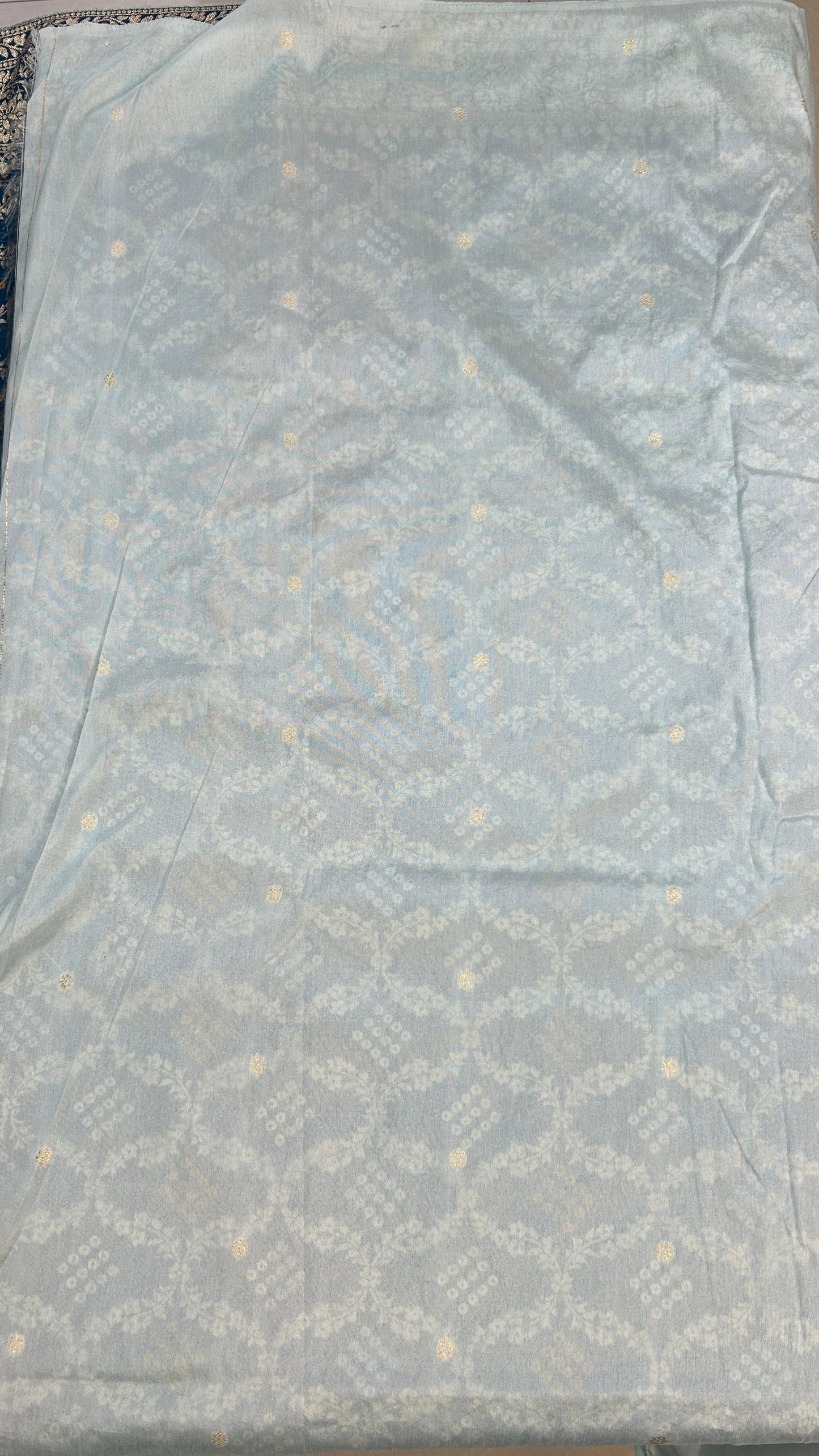 Teal Blue Bandhej  Banarasi saree with blouse piece SB199