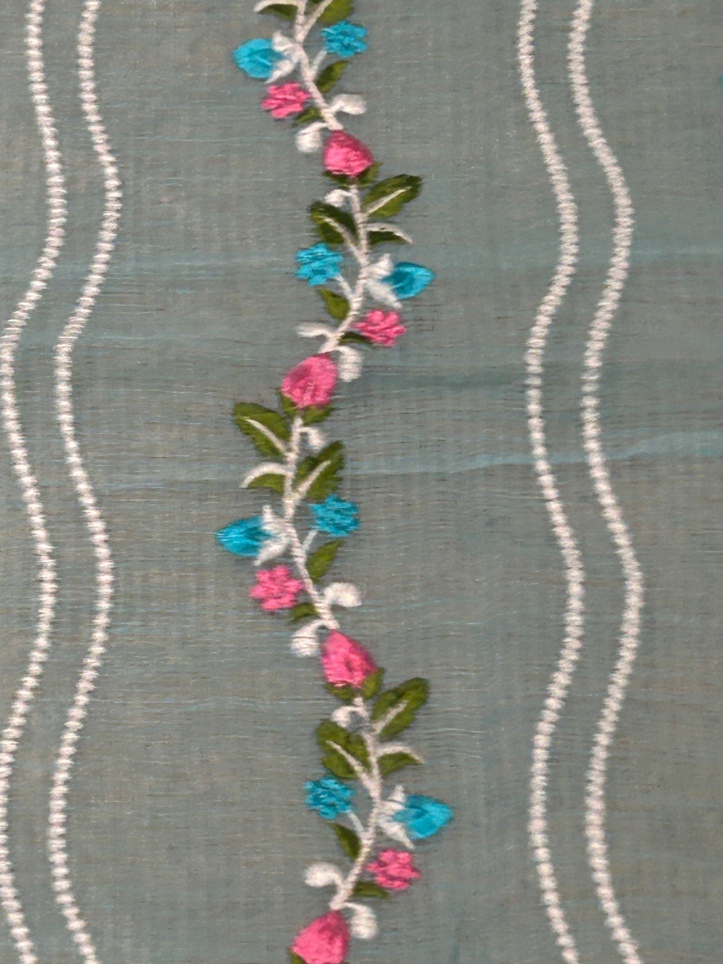 Mix Cotton Floral Embroidered Unstitched Suit Set – Aqua Blue