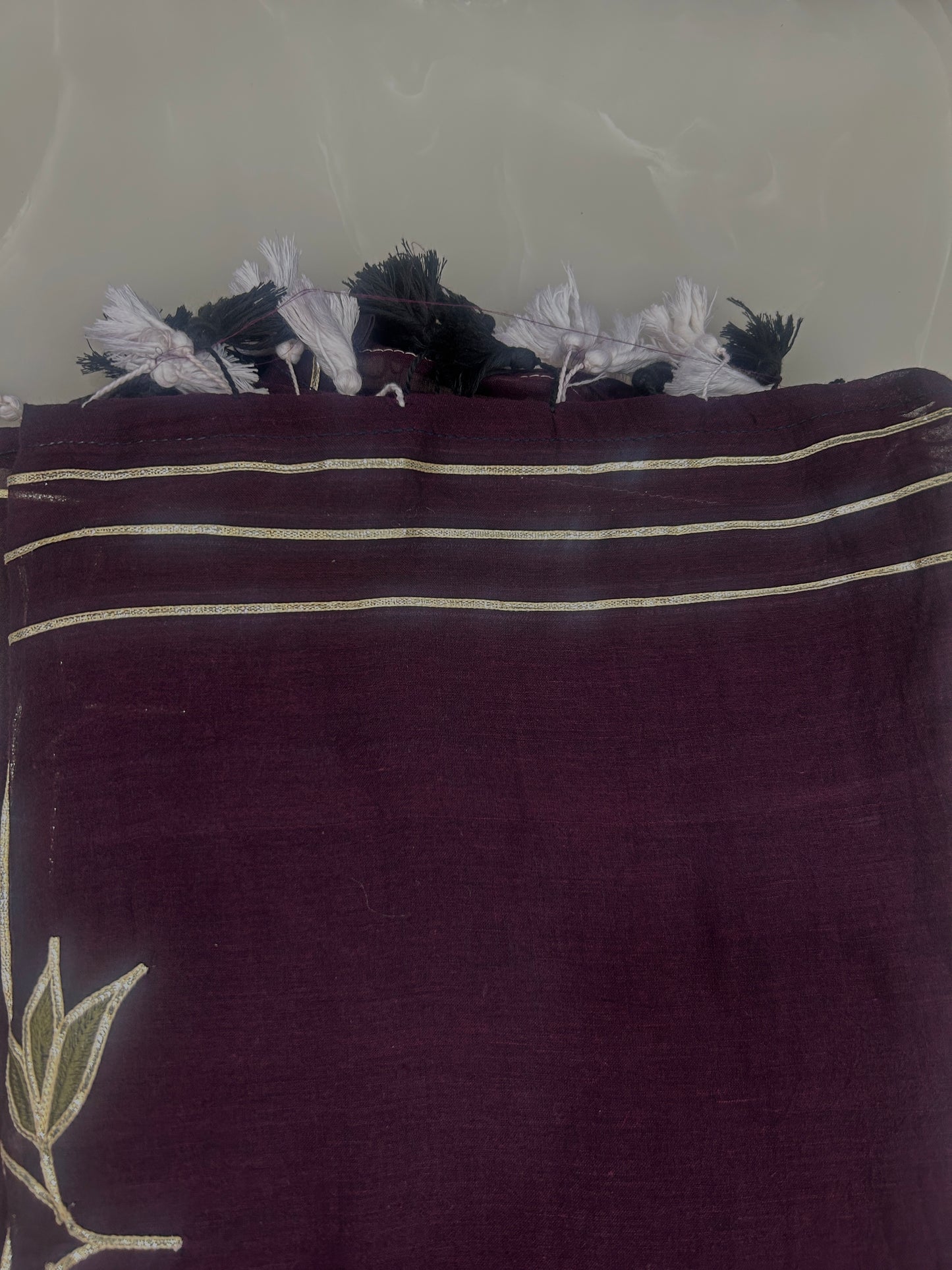 Coffee brown  color Mulcotton saree with Gottapatti embroidery work