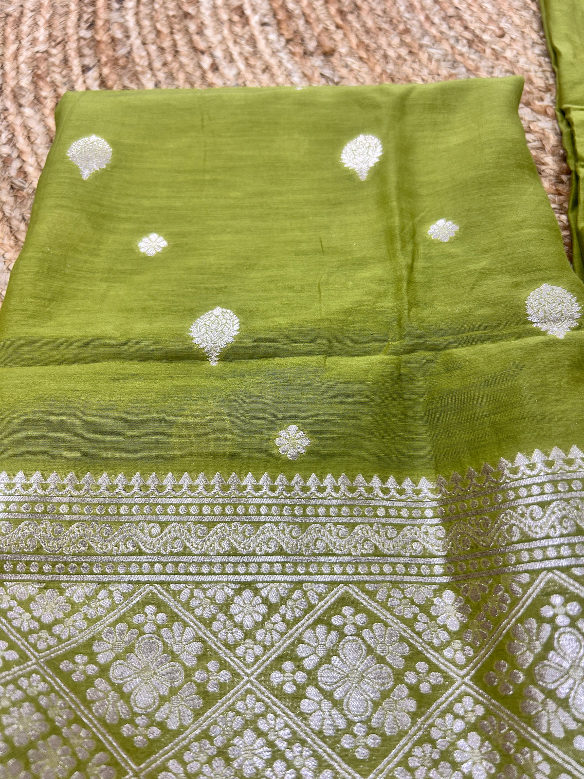 Olive Green Pure Mul cotton  Suit Set