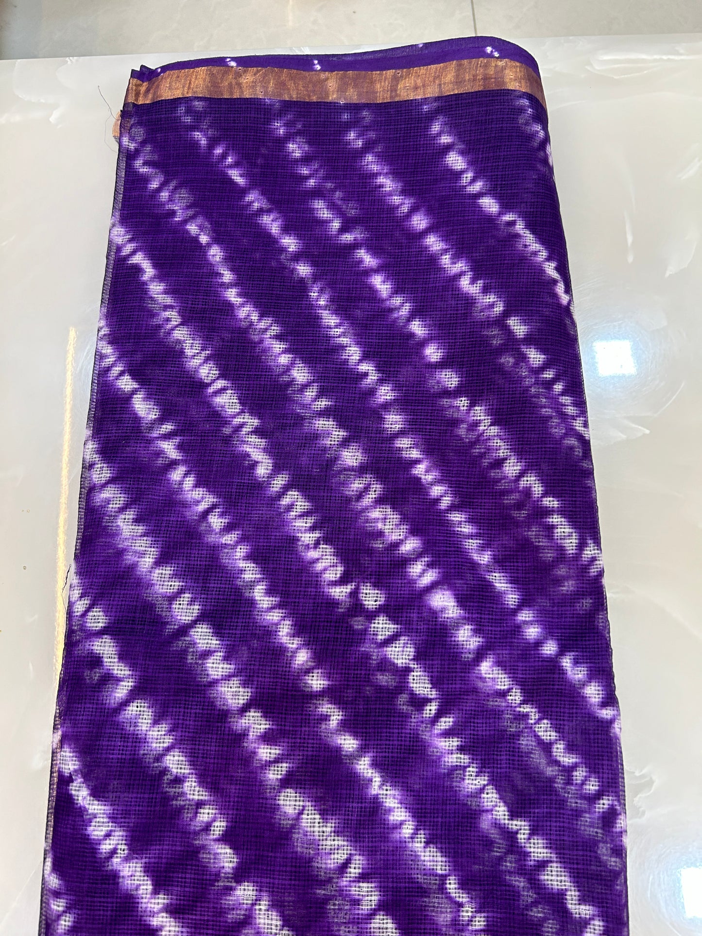 Violet Kota Doriya Hand Block print Sarees with Blouse Piece SKT140
