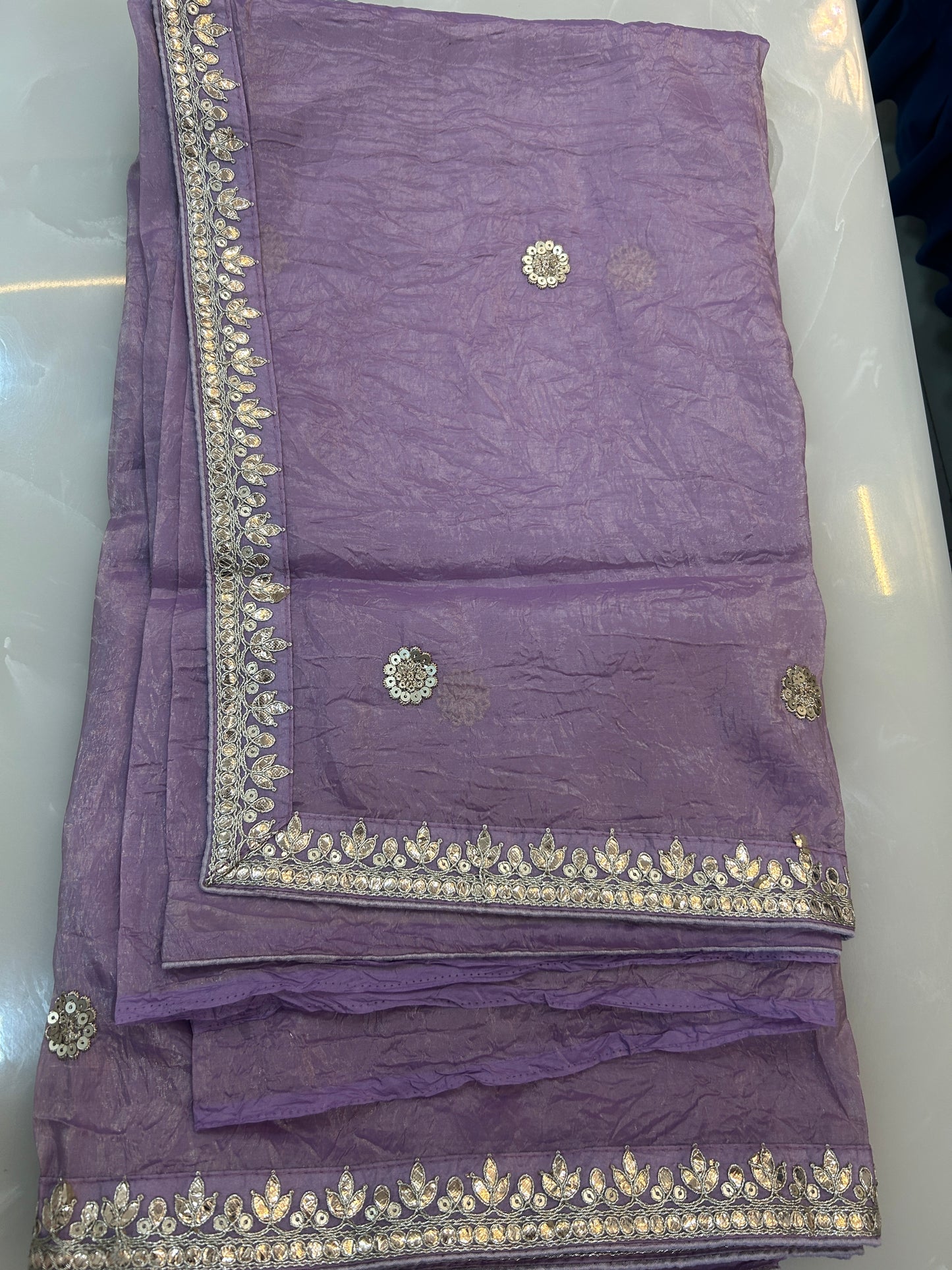 Lavender crushed Organza Saree with Ready made blouse   - SPW167