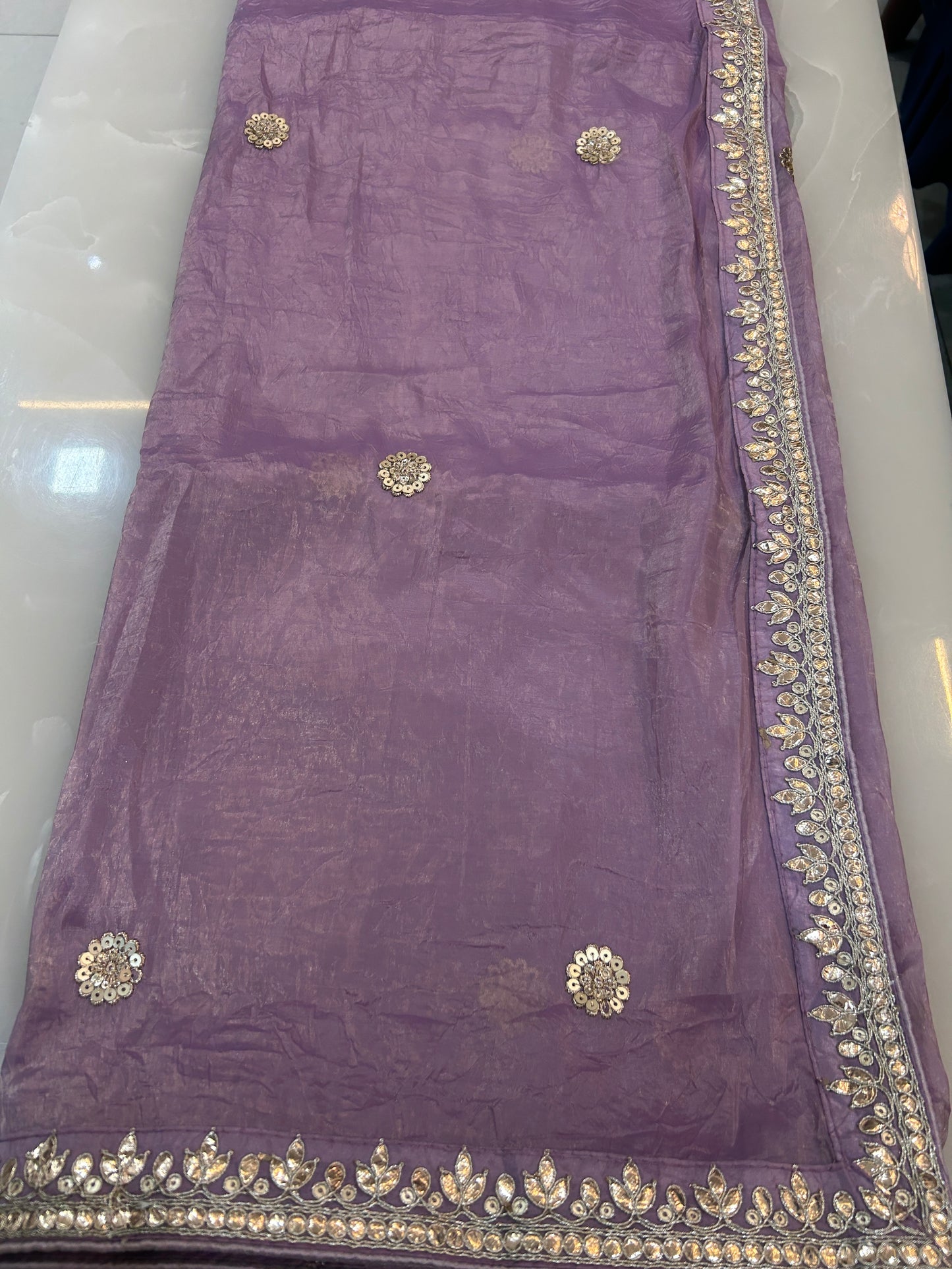 Lavender crushed Organza Saree with Ready made blouse   - SPW167