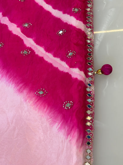 Baby Pink  color designer party wear Saree with  Dark pink heavy handwork designer ready made blouse  - SPW182