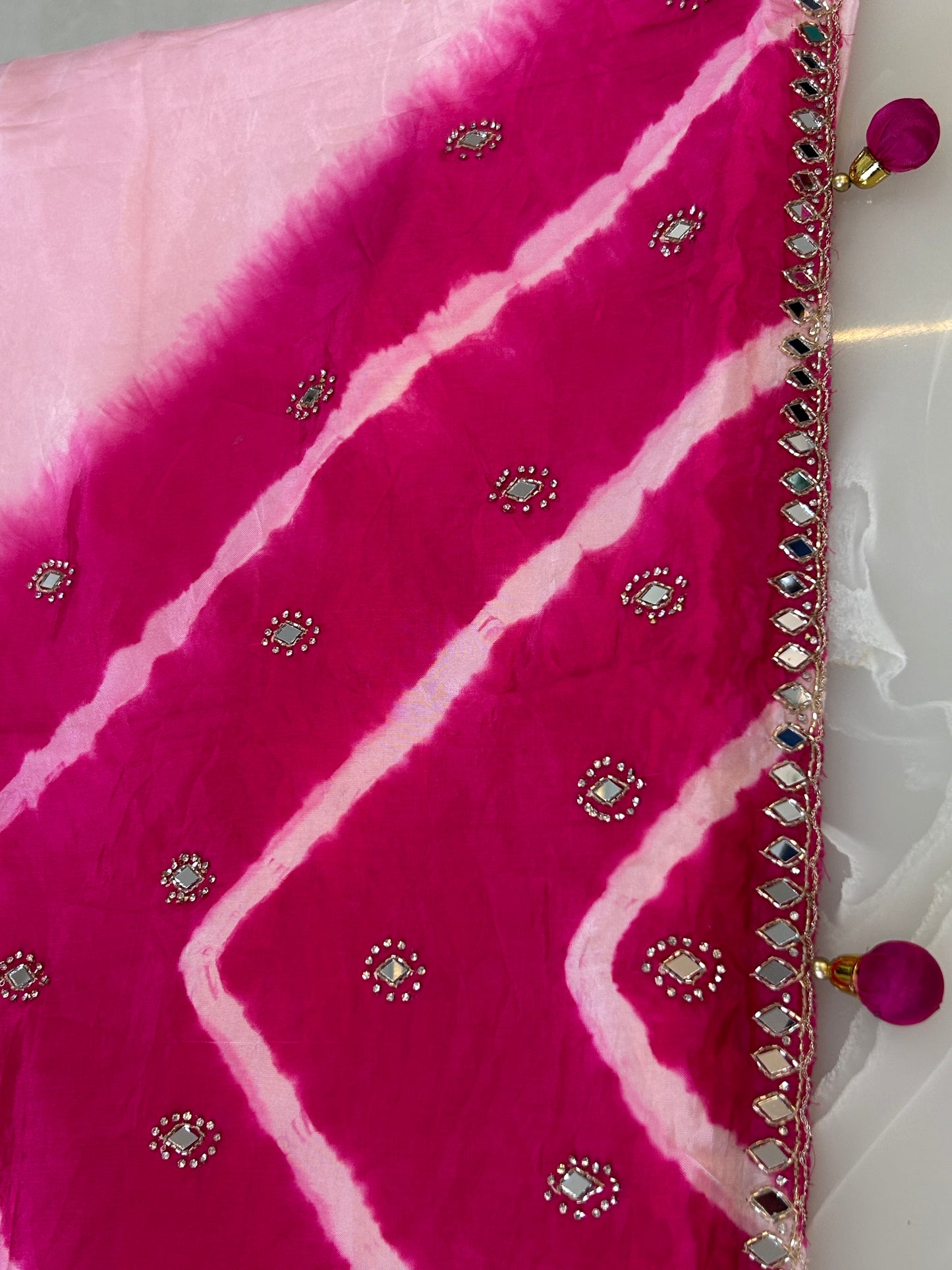 Baby Pink  color designer party wear Saree with  Dark pink heavy handwork designer ready made blouse  - SPW182