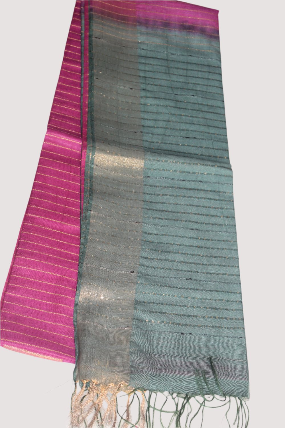 Majenta and Green Bafta Tusser weaving Art Silk Saree SAS45