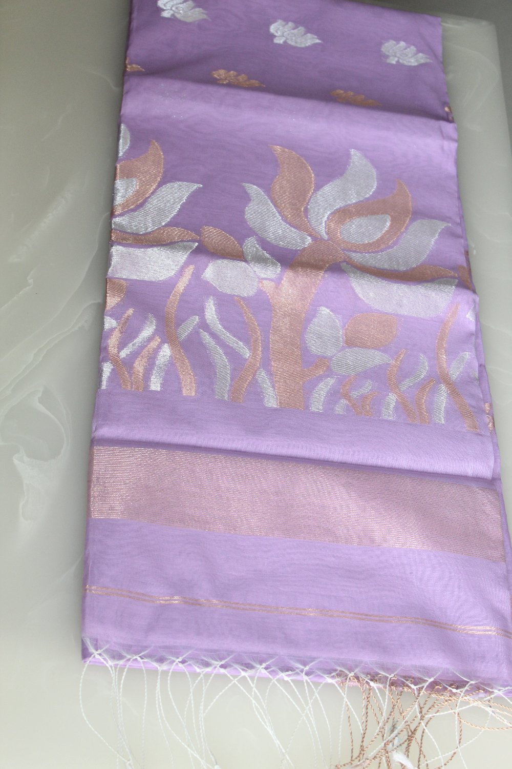 Lavender-Mercerized Cotton Handloom Saree with Blouse Piece SMC3