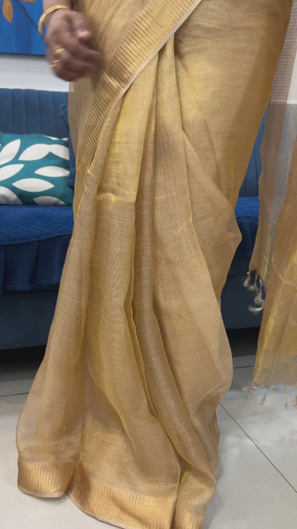 Golden Pure Tissue Silk Saree SPT119