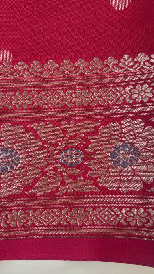 Teal Green Katan Semi Silk Banarasi Saree with Contrast Red Brocade Pallu and Blouse Piece SSB224