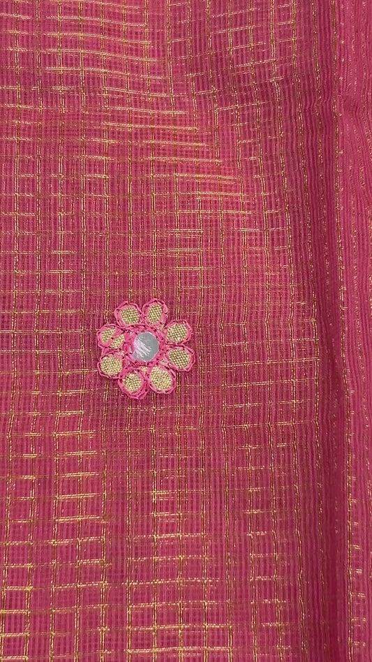 Carrot red  Kota Doria  with Gotapatti 3 piece unstitched Dress Material